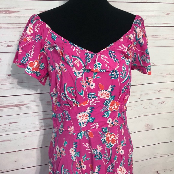 NWT Row A Pink Floral Flutter Sleeve Dress - Picture 11 of 13